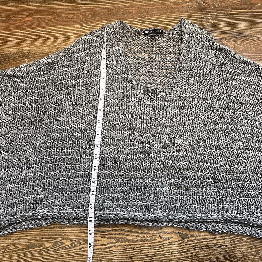 EILEEN FISHER Gray Fishnet Oversized Top~Size Medium SEE PHOTOS - Picture 7 of 8